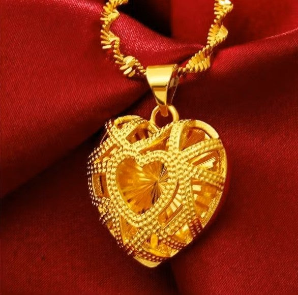 24 Karat Gold Heart Shape Pendant Necklace